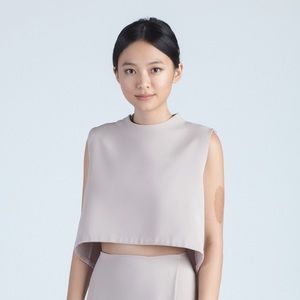 Kaarem Wind Chime Raised Collar Crop Top